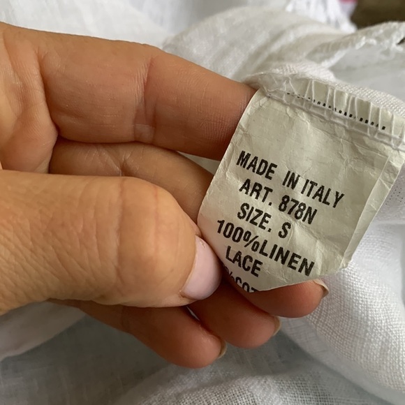 Alessia Pacini White Linen and Lace Cap Sleeve Top Small white boho‎ Lagenlook - Picture 4 of 10